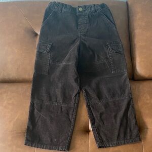 Kids Black Corduroy Cargo Joggers with Elastic Waist